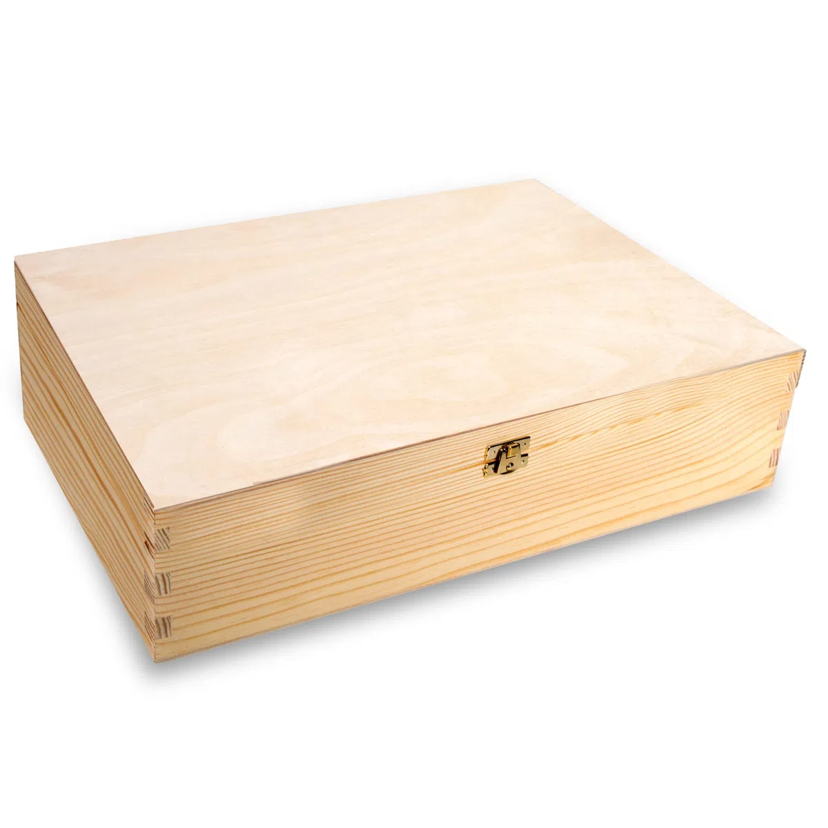 Scatola di legno con coperchio, portaoggetti, decorativa, per artigianati e come confezione per regali, 40 x 30 x 10 cm, in legno naturale
