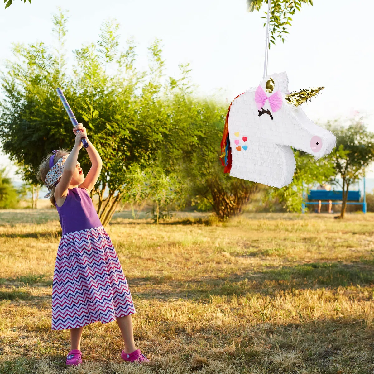 Relaxdays Pignatta a Forma di Unicorno, da Appendere, per Bimbi e Bimbe, per Feste Compleanno, da Riempire, Bianco