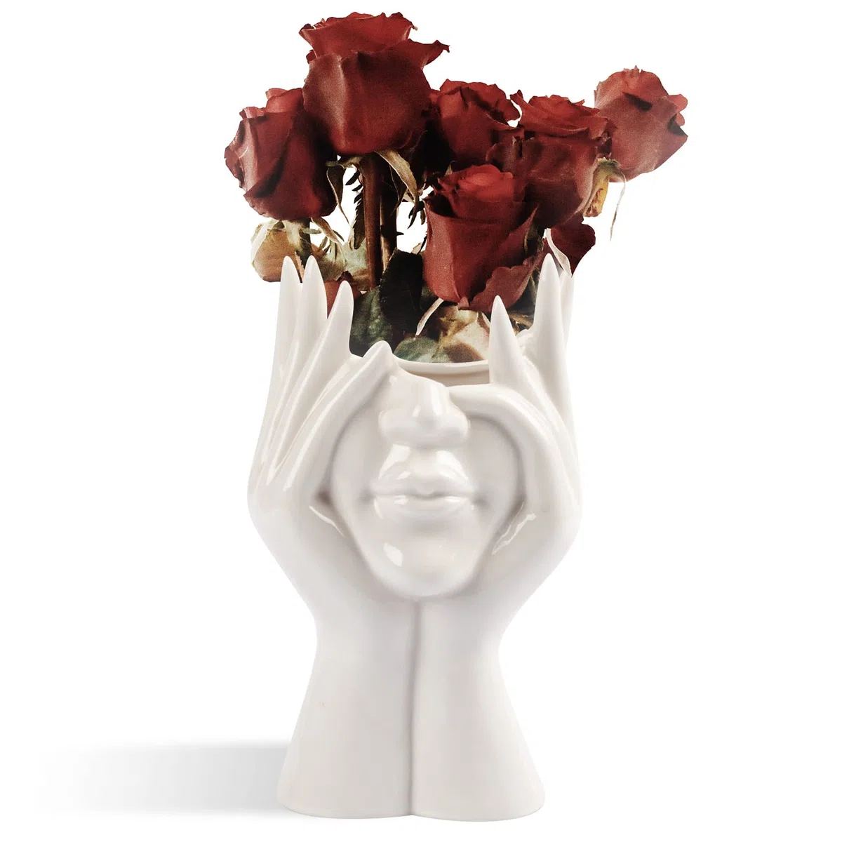 CEMABT Vaso per il Viso e Scrivania a Forma Femminile in Ceramica - Ideale per Scaffalatura, Decorazione Moderna da Tavolo, Semi-Faccia (Stile-B)