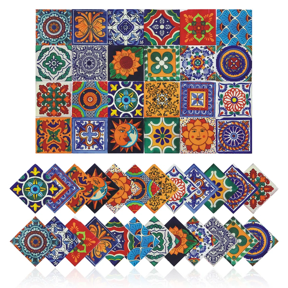 24Pz Adesivi per Piastrelle Decorazione Murale Bagno Cucina Parete Adesivi Impermeabile PVC Adesivi Decorazione - Adesivo 2D con Design retrò in Stile Mosaico (15x15cm)