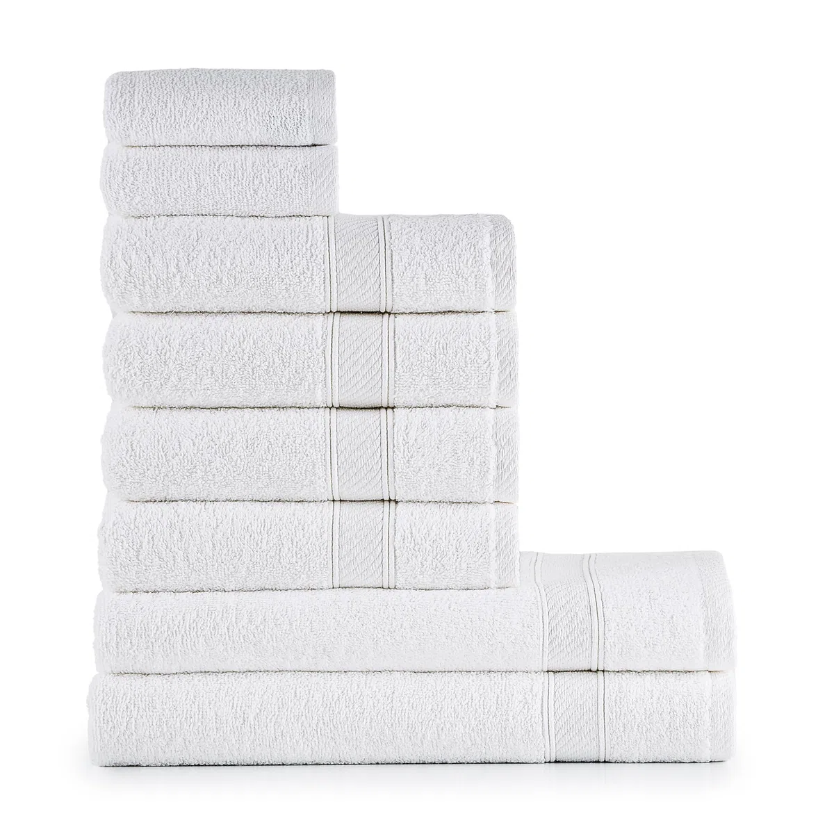 nottoc Set Asciugamani Bagno Bianchi, Hotel, 100% Cotone, 2 Telo Doccia 70x140cm + 4 Asciugamani 50x90cm + 2 Asciugamani Ospiti 30x50cm, Asciugamani Bagno Viso e Bidet, Morbidi, Assorbenti Bianco