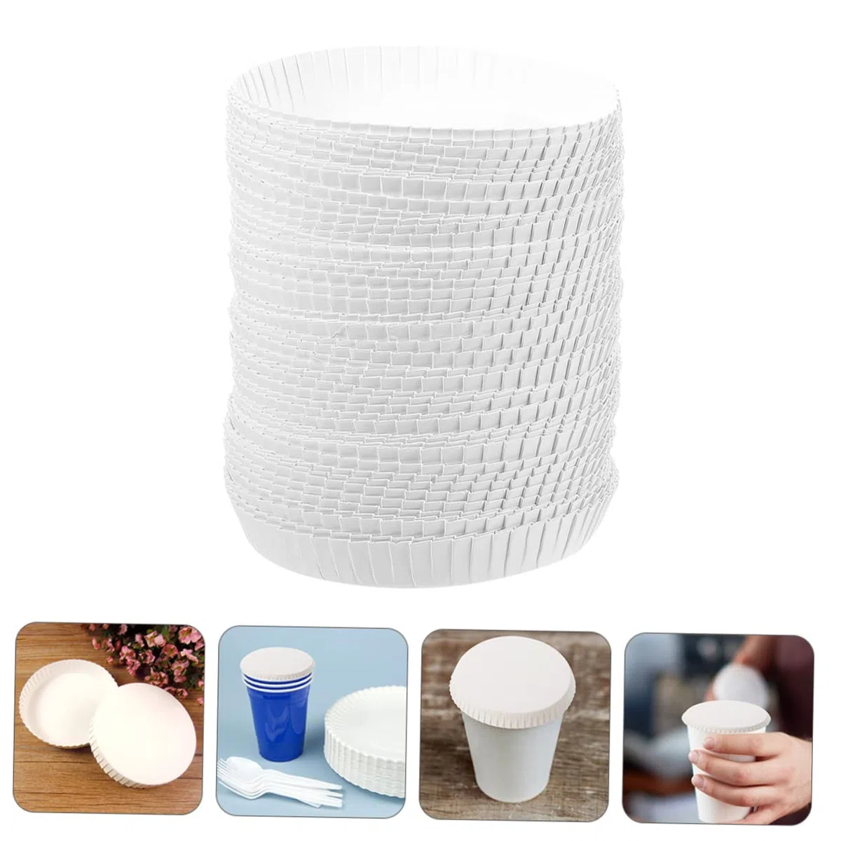 Cabilock 100 Pezzi Coperchio bicchiere di carta usa e getta Accessori per bevande bevendo caldi coperchi bicchieri di carta bianca