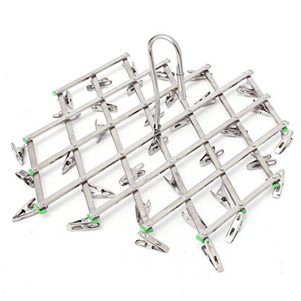 Stendino da appendere in acciaio INOX con 35 clip, per intimo e asciugamani, calze e altro.