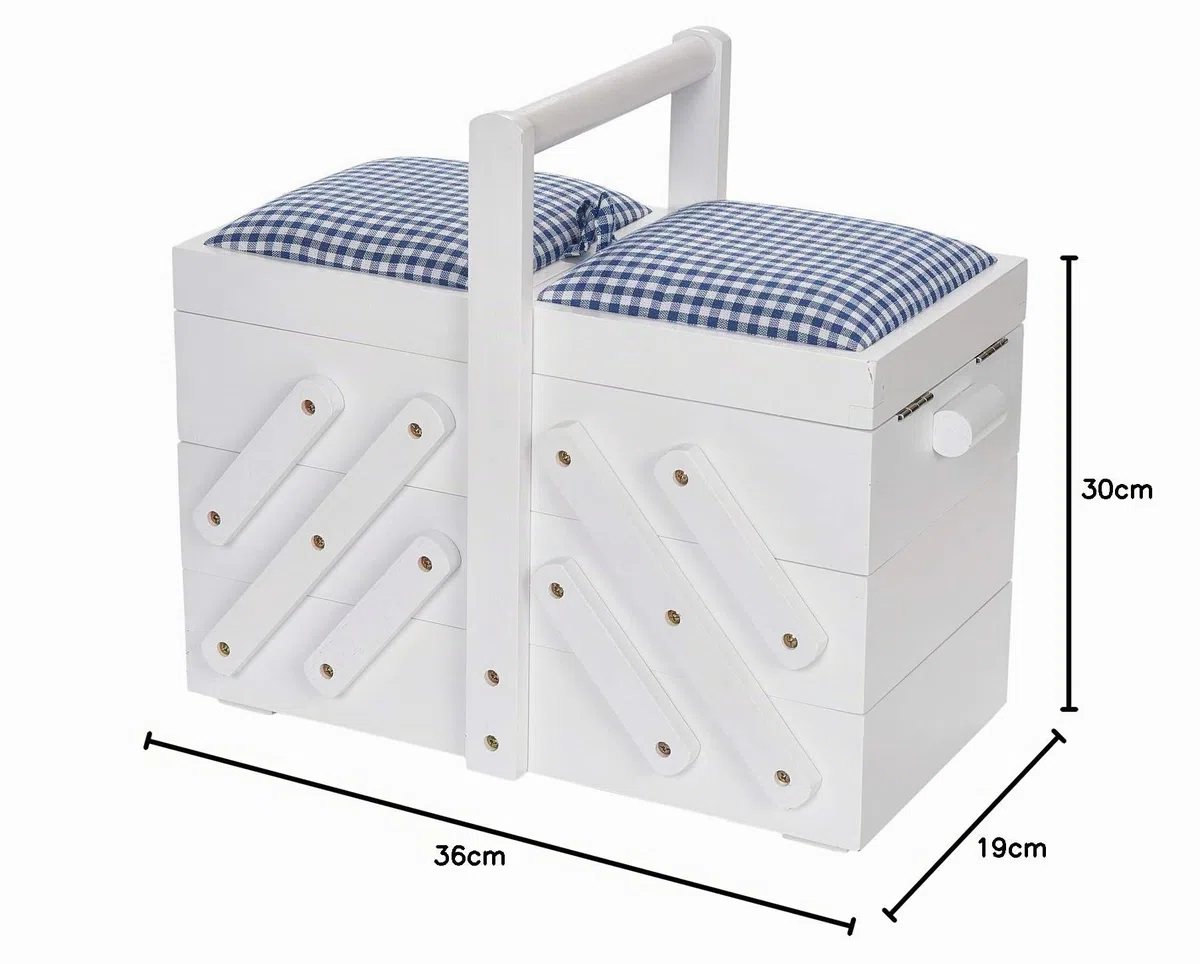 Prym 612578 - Scatola da cucito, in legno, misura M, colore: bianco, 36 cm x 19 cm x 30 cm