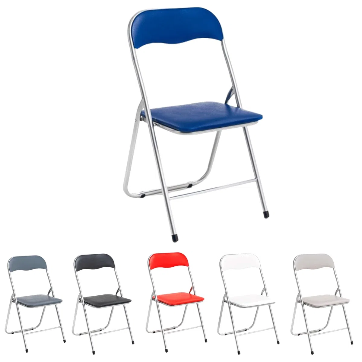 Marvin Sedia Pieghevole Imbottita Salvaspazio Portatile Richiudibile Da Interno Esterno Giardino Campeggio Ufficio Resistenti Ferro Leggere Colorate Comode Con Schienale Poggiapiedi (Blue)