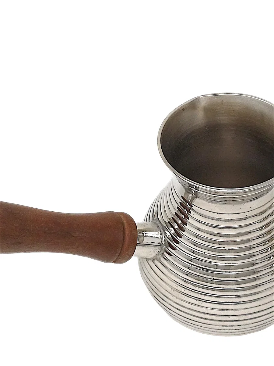 Caffettiera Cezve/Turka 300 ml oro ottone/nichel manico in legno rimovibile