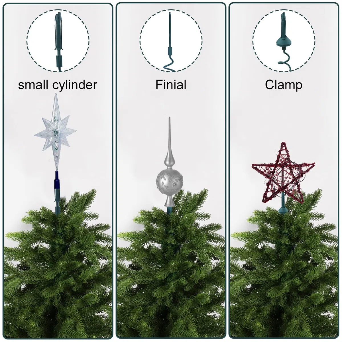 Supporto Universale Girevole per Topper Albero di Natale - Attacco Regolabile per Stabilizzare e Sostenere Decorazioni per Cime d'Albero - Adatto a Tutti i Tipi di Cime