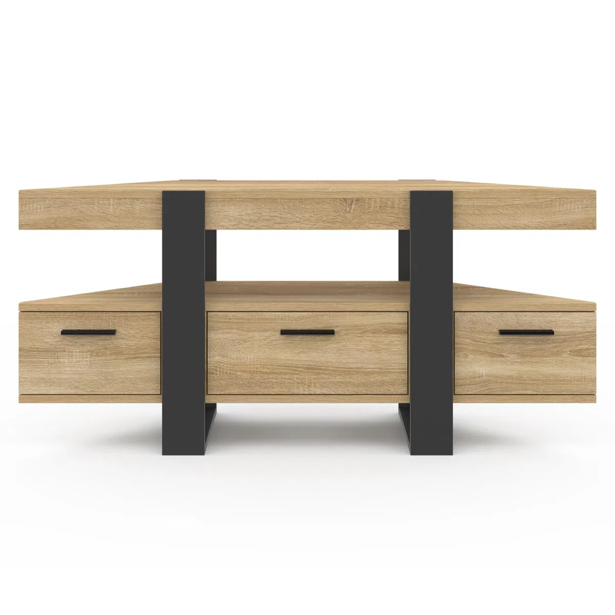 IDMarket - Mueble TV rinconero PHOENIX con cajón de madera y negro 116 cm