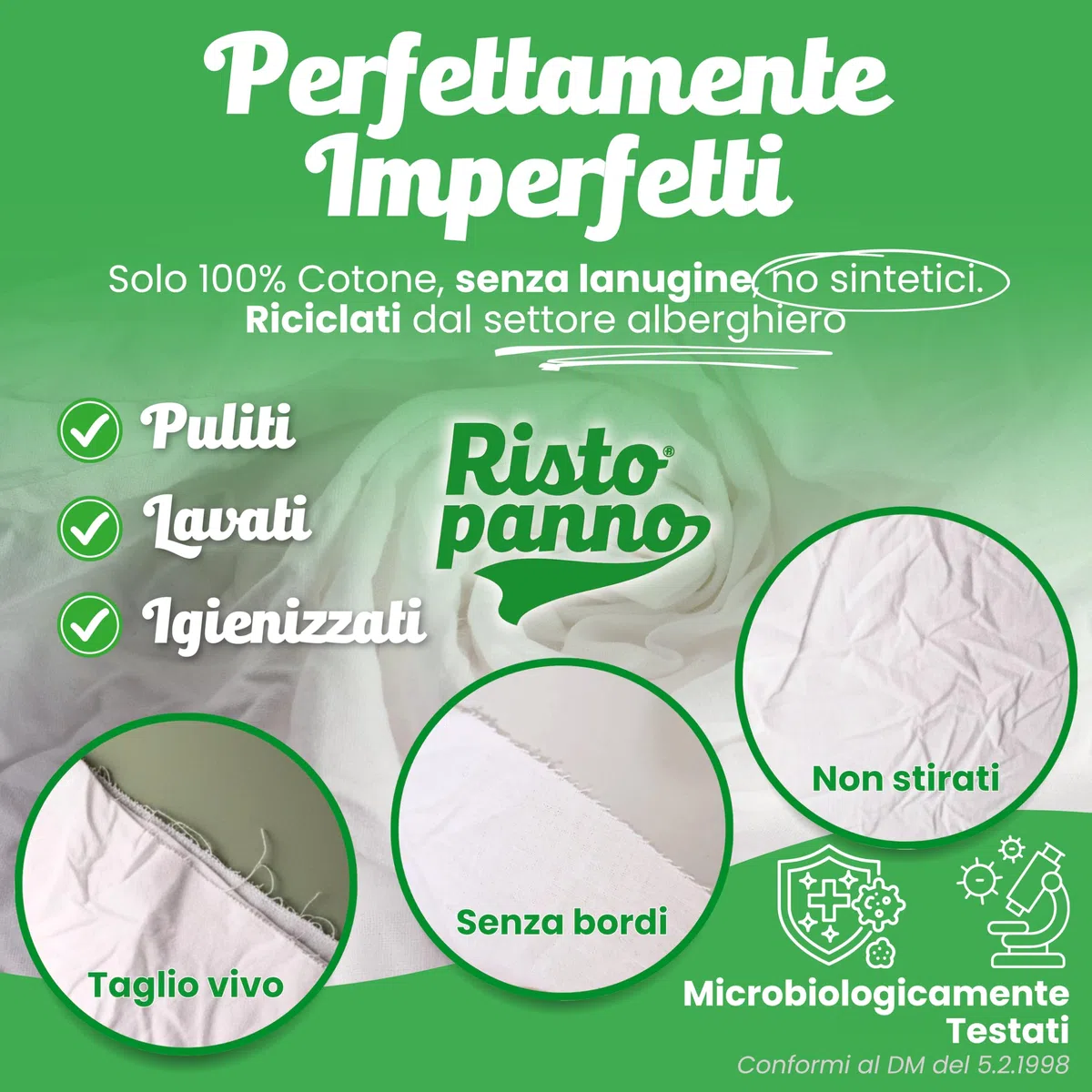 Ristopanno Home – Panni Multiuso - Stracci Bianchi Cotone 2 KG - Non Lascia Aloni - Uso Quotidiano per Casa, Auto, Moto e Garage - Lavabili Flessibili e Resistenti – Massima Assorbenza