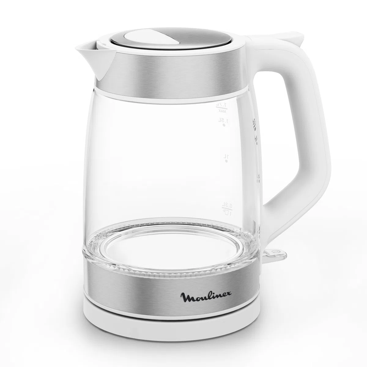 Moulinex Bollitore Elettrico in Vetro, Graduato, Ampia Capacità 1,7 L, Facile da Pulire, Beccuccio di Precisione, Filtro Anticalcare Rimovibile, Bianco, BY6R5130