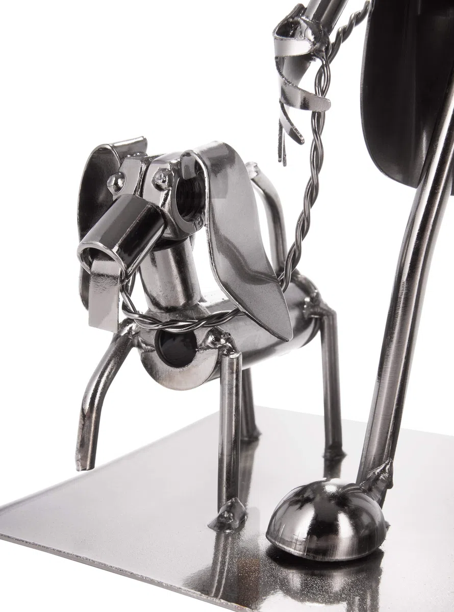Brubaker Coppia Portabottiglie Vino con Cane - Oggetto Decorativo - Supporto per Bottiglie di Metallo - con Biglietto d'Auguri per il Vino Regalo