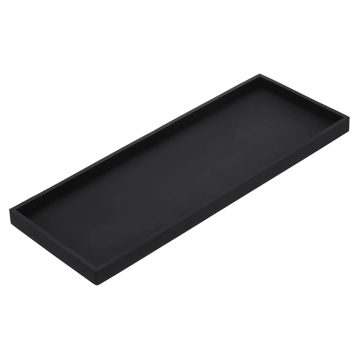 sourcing map Vassoio da bagno in silicone, 40 x 15 cm, infrangibile, organizer per lavello da cucina, per sapone, chiavi, candele, gingillo, nero