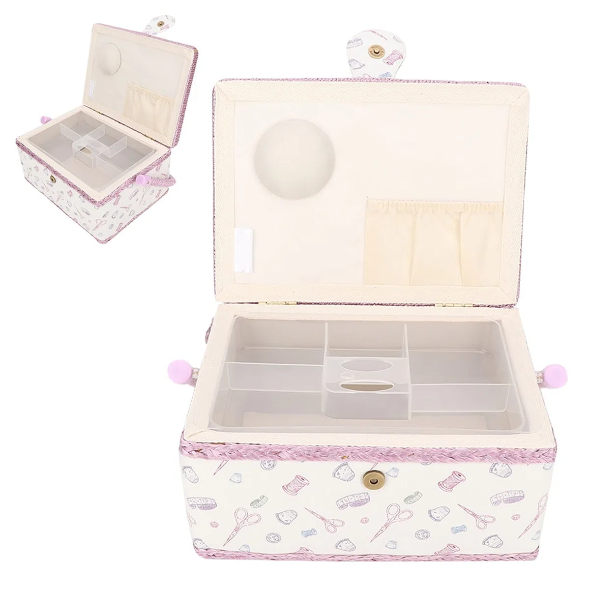 Cesto da Cucito, Vintage Extra Large Cassetta per la Conservazione di Stoffe per la Casa, Fai da Te per Aghi, Filo, Metro a Nastro, Ditale, Accessori per Cucito