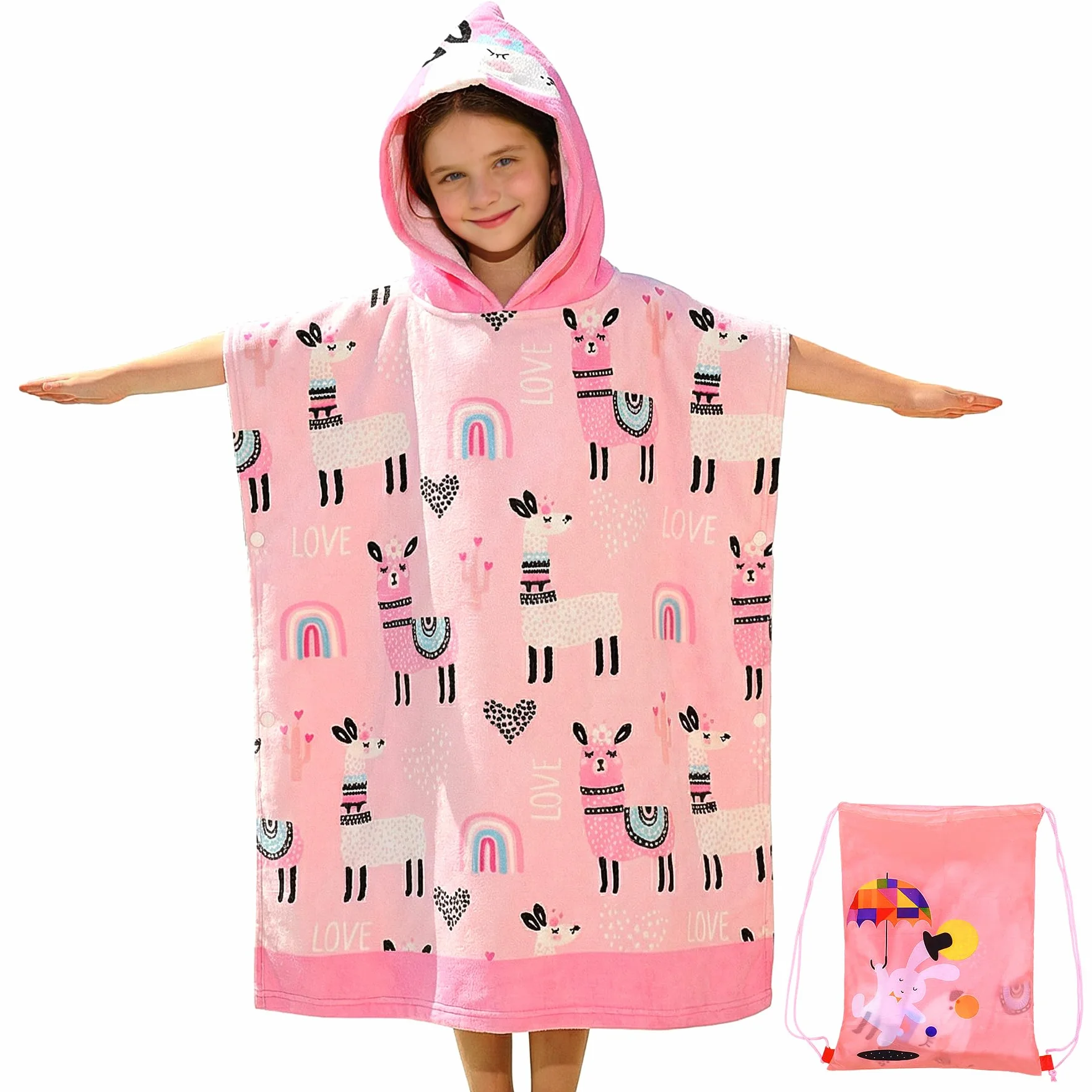 Asciugamano da Spiaggia con Cappuccio Poncho Telo Mare Bambini con Dinosauro Blu in Microfibra Assorbente per Spiaggia Doccia Piscina, Asciugamano da Bagno Ragazzi 6-15 Anni, 75x180cm