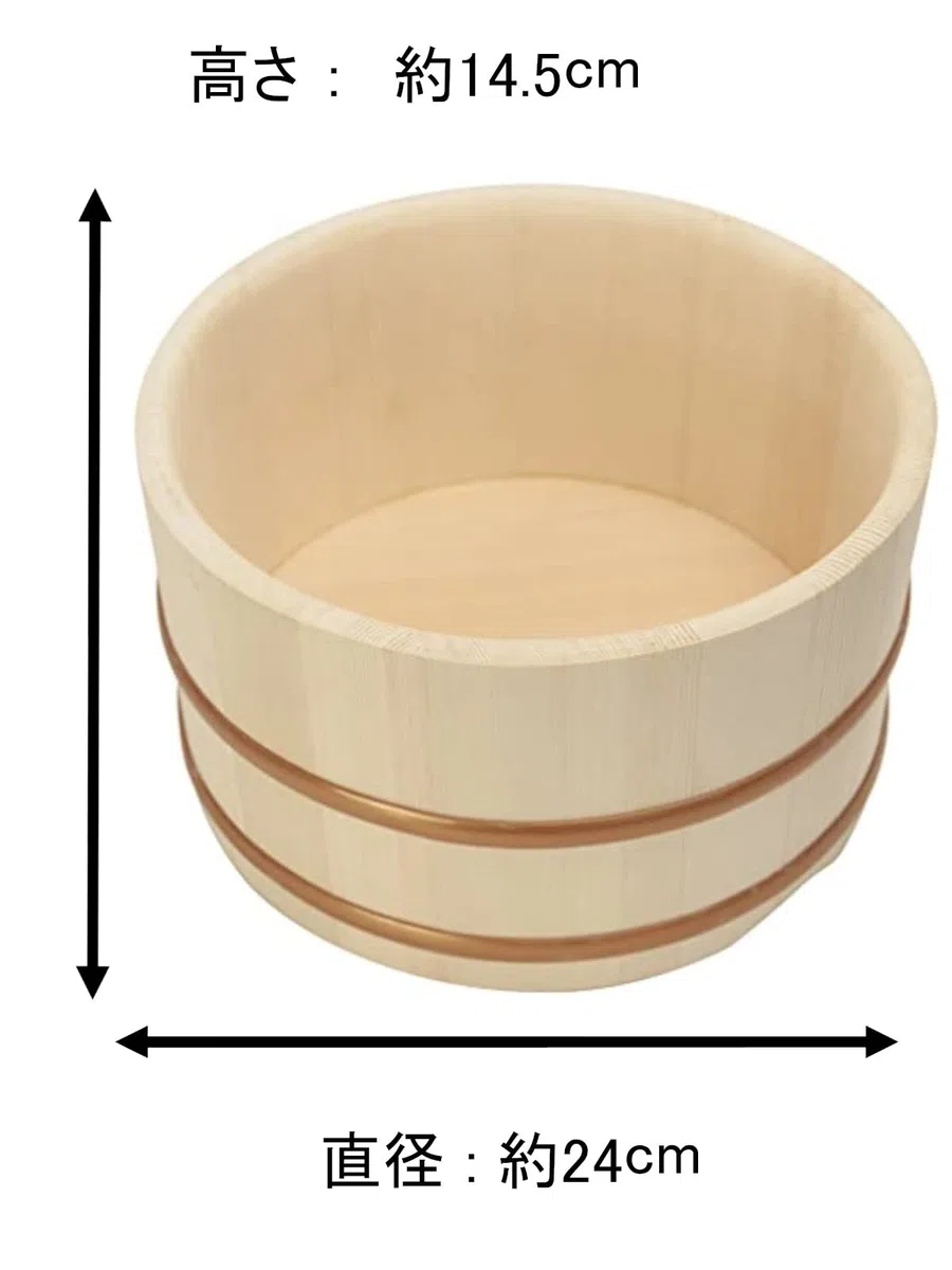 Contenitore per riso giapponese Ohitsu 23,8 cm, in legno, con coperchio, stile tradizionale, ermetico, perfetto per la cucina, capacità 2,5 l, ecologico