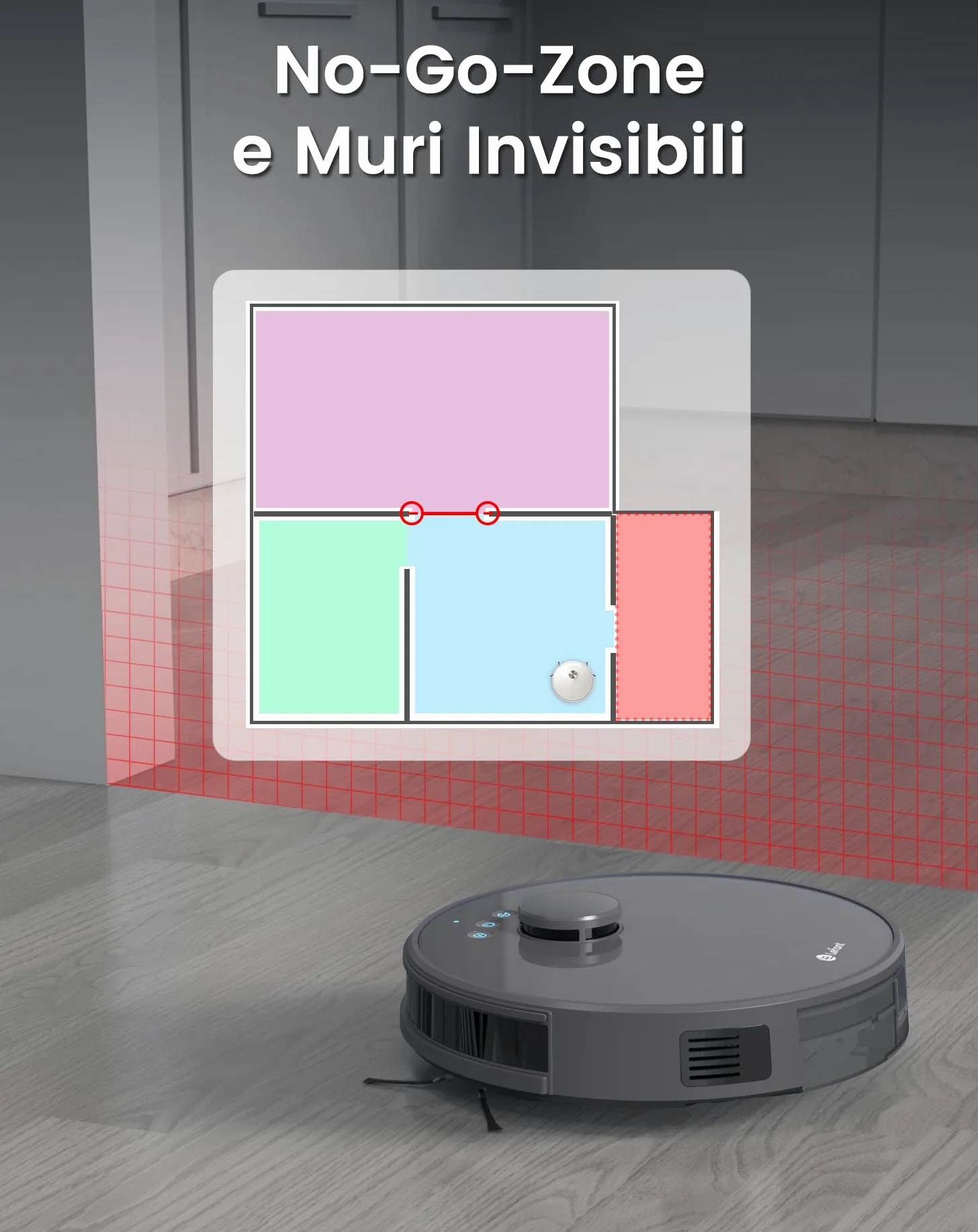 Lefant M1 Robot Aspirapolvere Lavapavimenti con Mappatura,Navigazione LDS,5500 Pa Potente Aspirazione,200 min,Zona Vietata,Aspirapolvere Robot Sottile da Diam 32 cm Controllo App/Alexa,Grigio