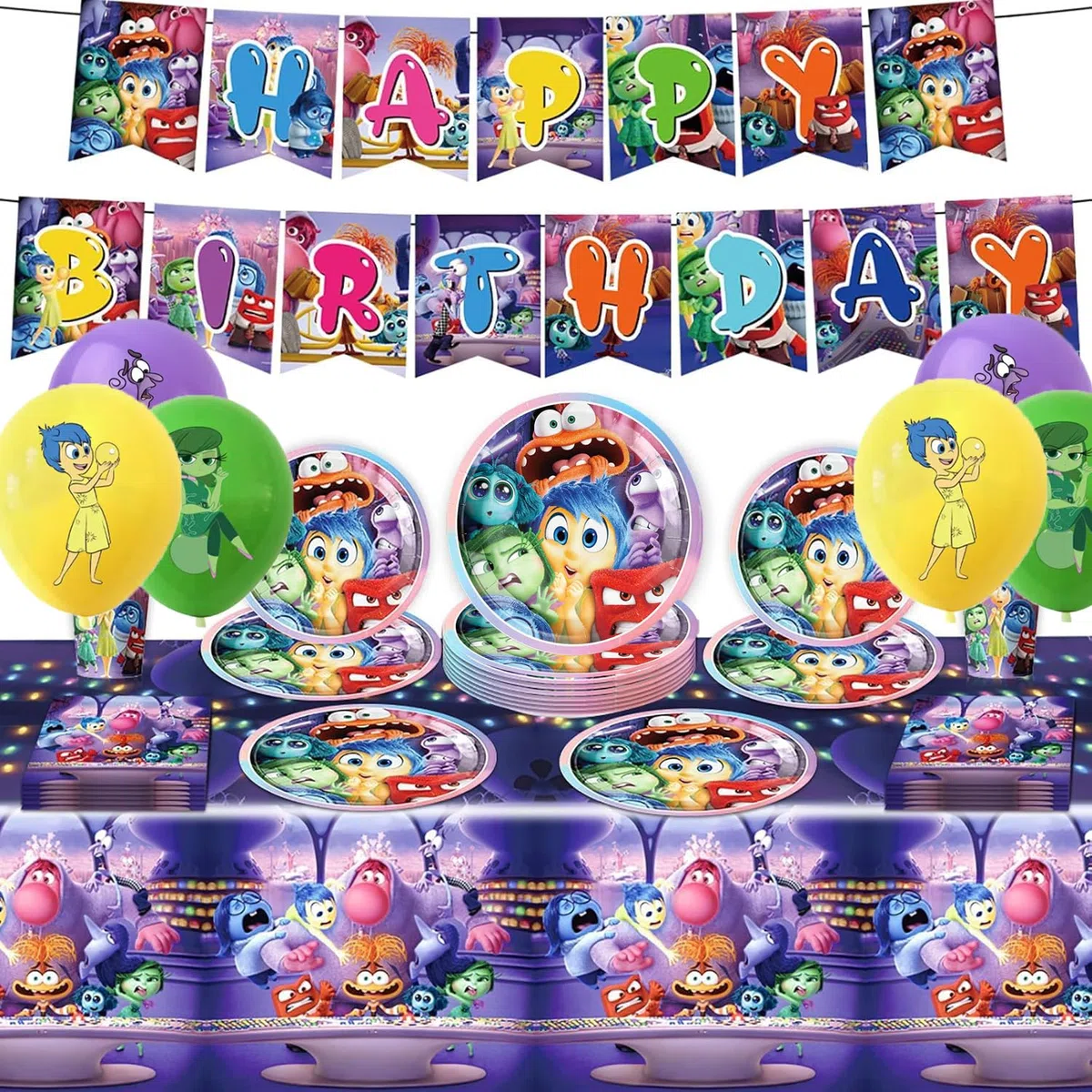 inside out compleanno, Inside Out Set di stoviglie per feste, per bambini, per bambini, per feste di compleanno e tavolo (giallo)