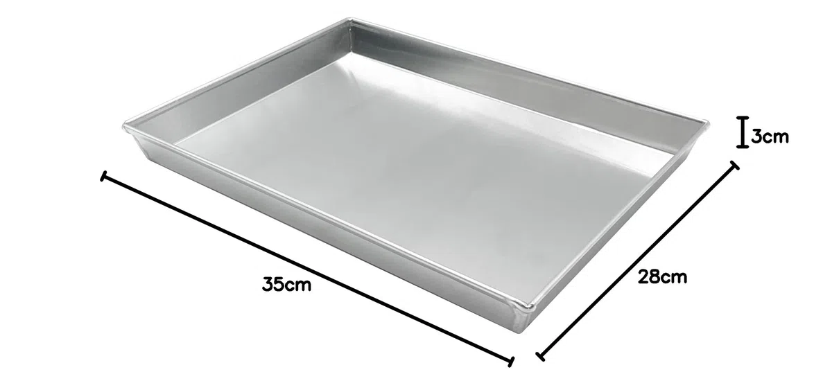Pentole Agnelli COAL49/335 Teglia Rettangolare in Lega d'Alluminio 3003 con Orlo, Argento, 35 x 28 cm, 1 Pezzo