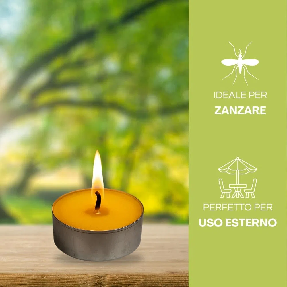 Virsus 200 Tea Light antizanzare alla citronella candeline Ceri profumate antigoccia per interno e esterno lumini da Giardino Feste ed Eventi