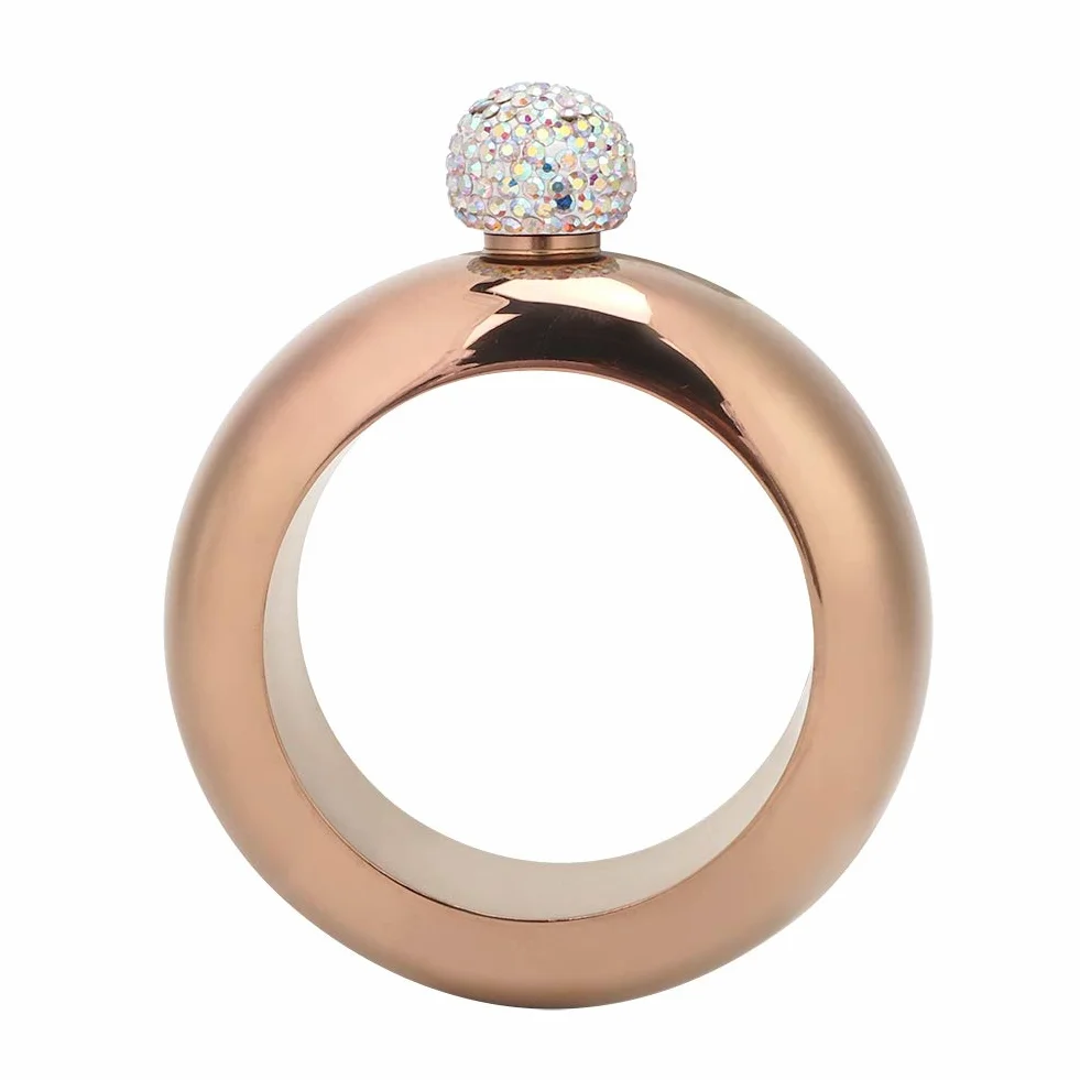 Nikou Bottiglia di Alcol in Acciaio Inox Bracciale, Braccialetto da Fiaschetta per Danza, Compleanno, Festa, Club, Bar, Oro Rosa Brillante, 230ml, 10x11,9cm