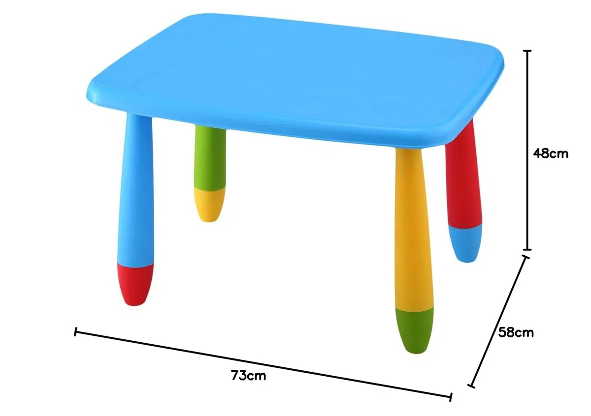 Mueblear 90043 - Tavolo per bambini rettangolare in plastica, 73 x 58 x 48 cm, colore: blu