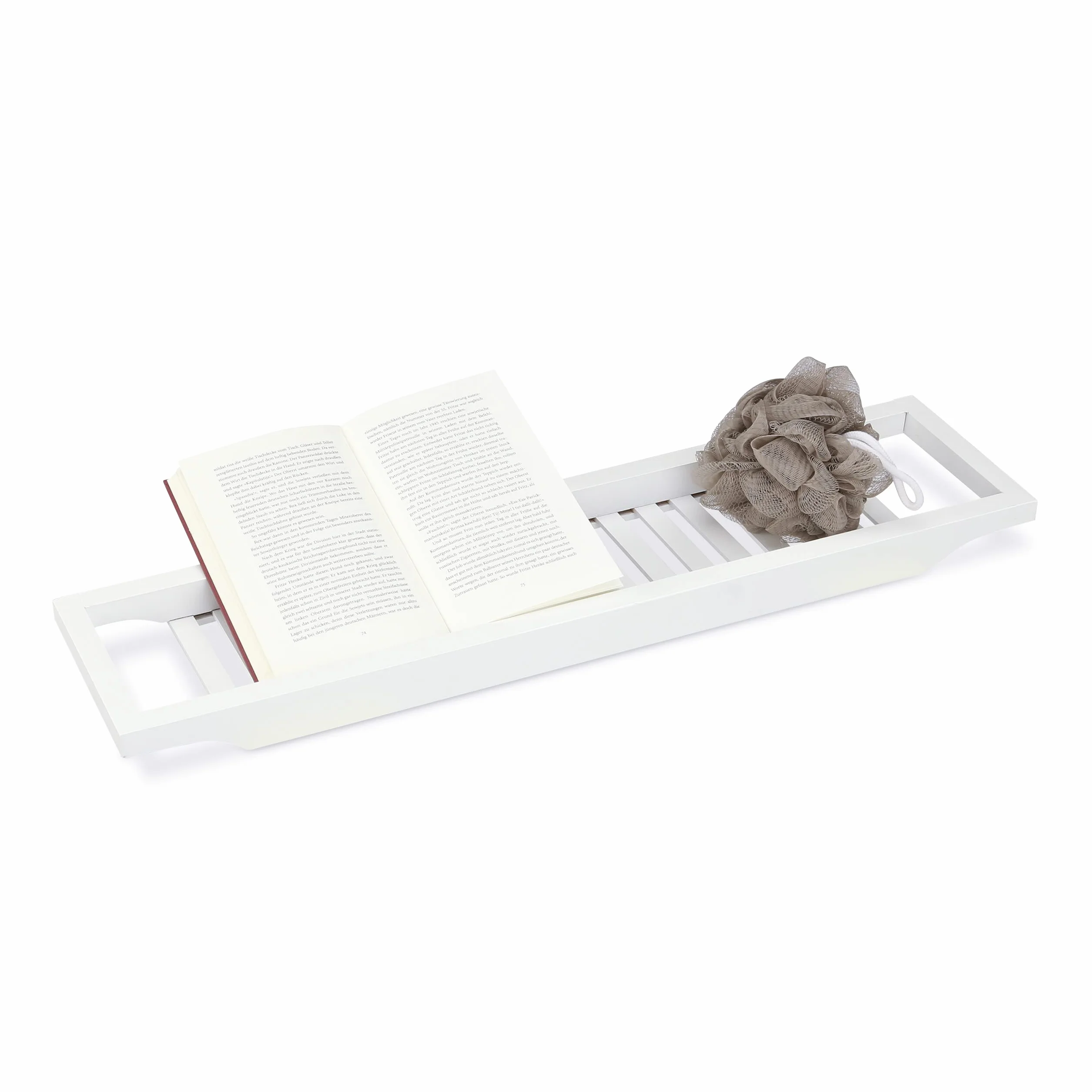 Relaxdays 10020927 Vassoio per Vasca da Bagno Bambù, Mensola Porta-Oggetti, HxLxP: 5.40 x 67.80 x 16.60 cm ca., Laccato in Bianco