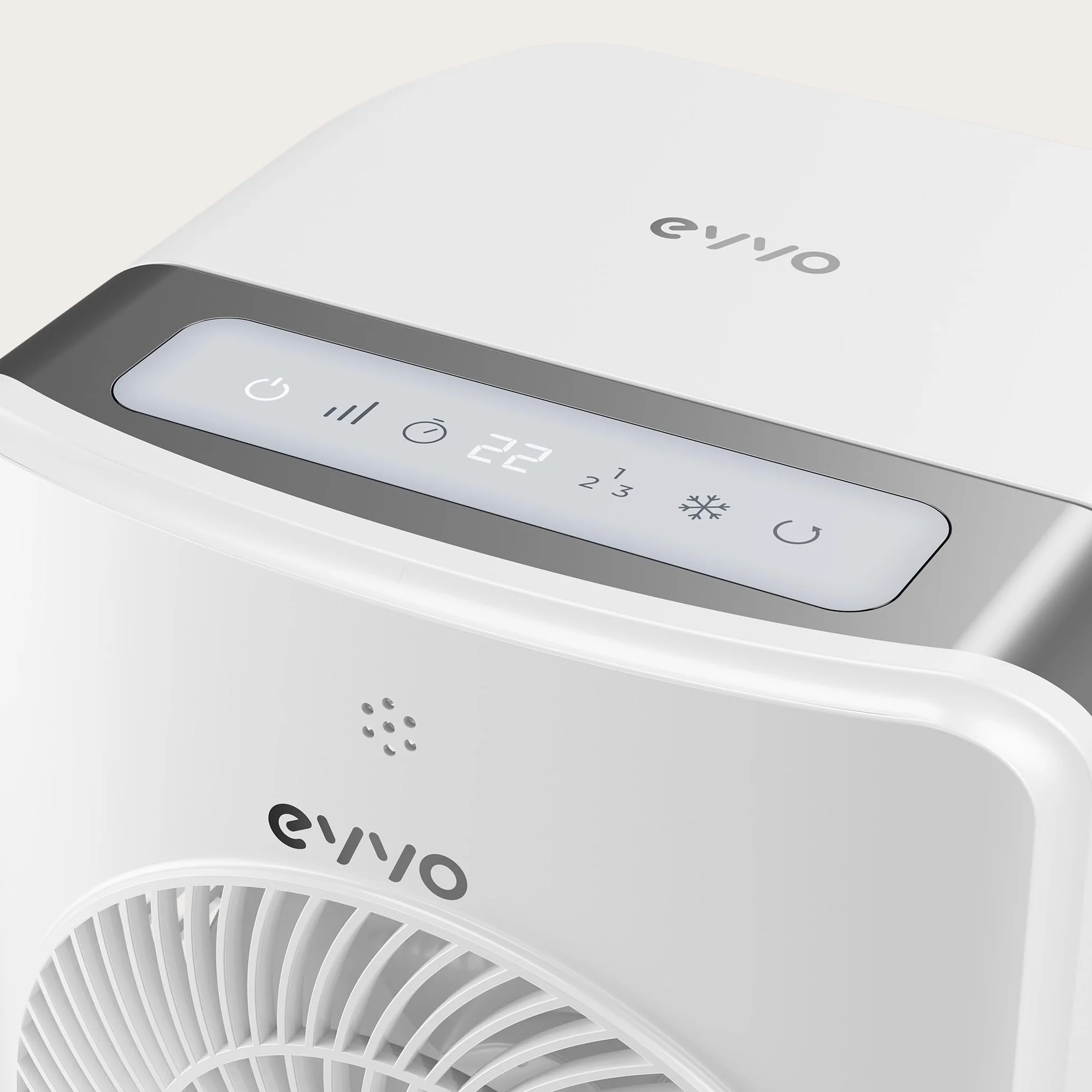 EVVO AC750 Ventilatore evaporativo - Climatizzatore portatile ad aria fredda senza installazione con acqua e ghiaccio, 3 velocità, 2 modalità, funzione fredda, oscillazione, timer 12 ore e telecomando