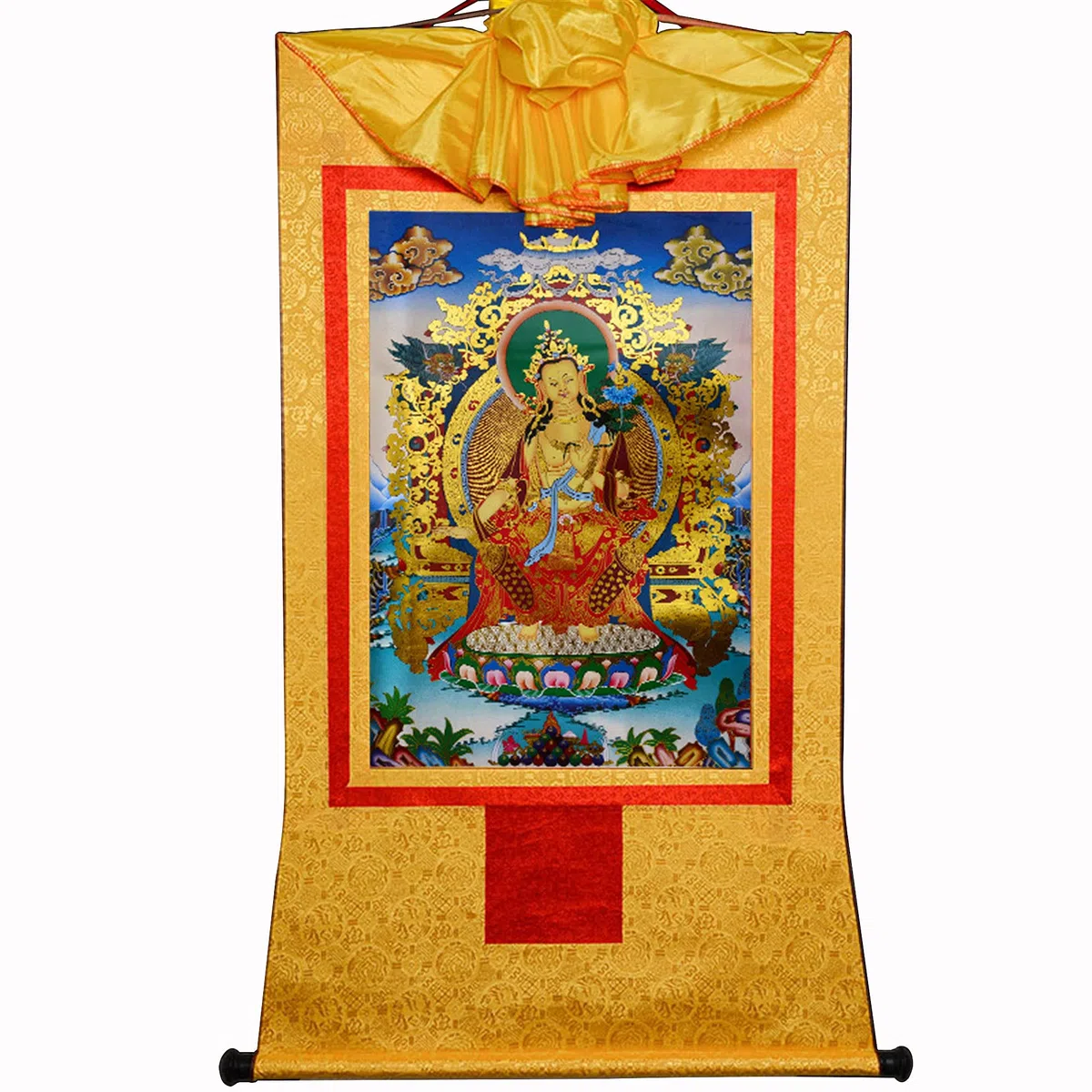 Gandhanra Thangka Tibetano - Il Buddha Maitreya Thangka - Arazzo di Buddha a Stampa Dorata per Decorazione Zen, Meditazione, Rilassamento Spirituale e Pace