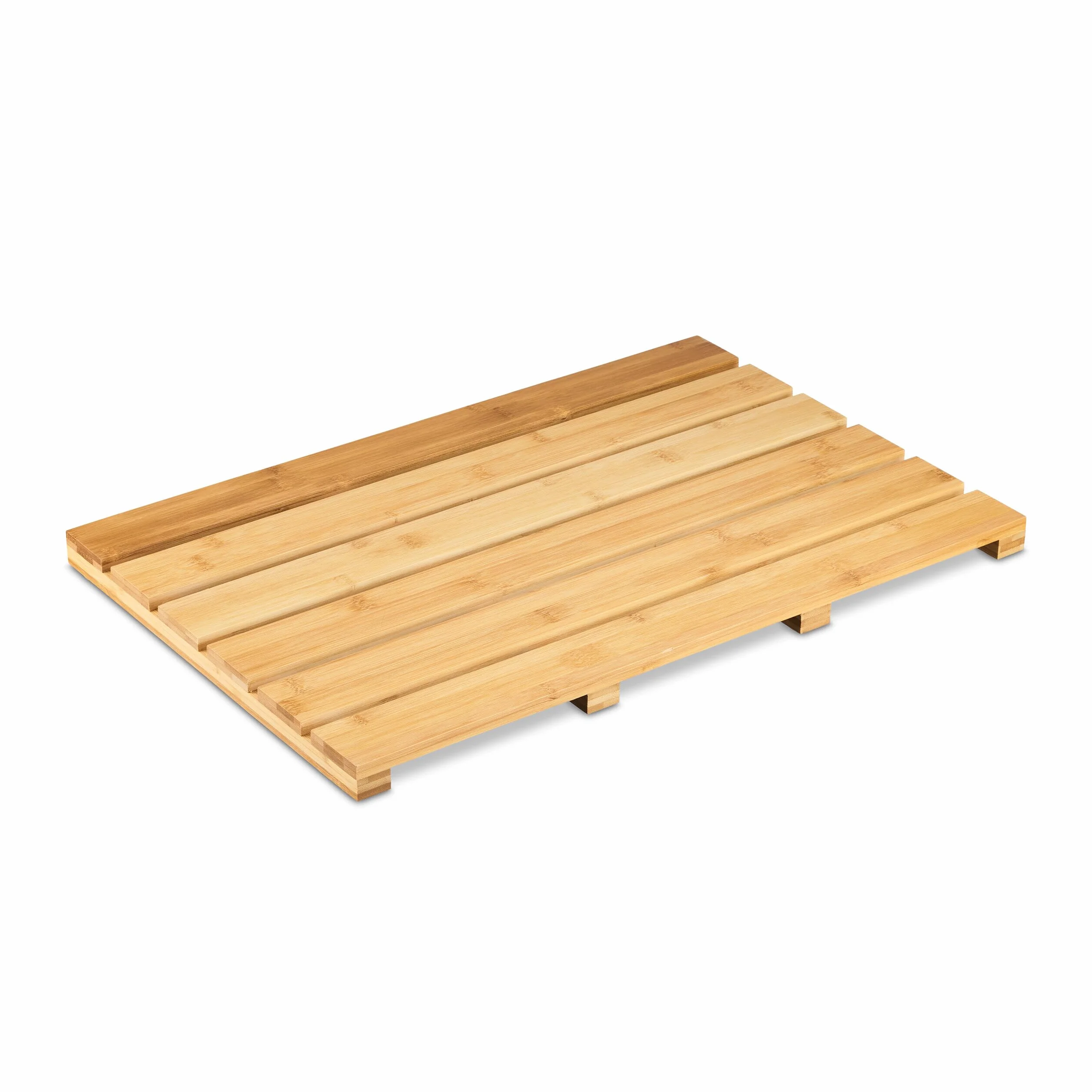 Relaxdays Pedana Doccia in bambù, 54 x 36 cm, Tappetino Antiscivolo per la Vasca e la Sauna, Interno e Esterno, Naturale