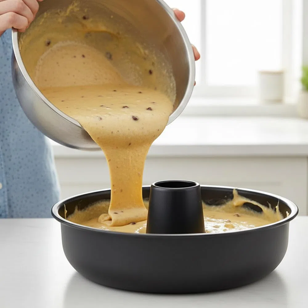 Stampo Ciambellone 26 cm in Acciaio al Carbonio Antiaderente - Stampo Forno Ideale per Dolci Soffici Fatti in Casa - Teglia Ciambellone Resistente ad Alte Temperature