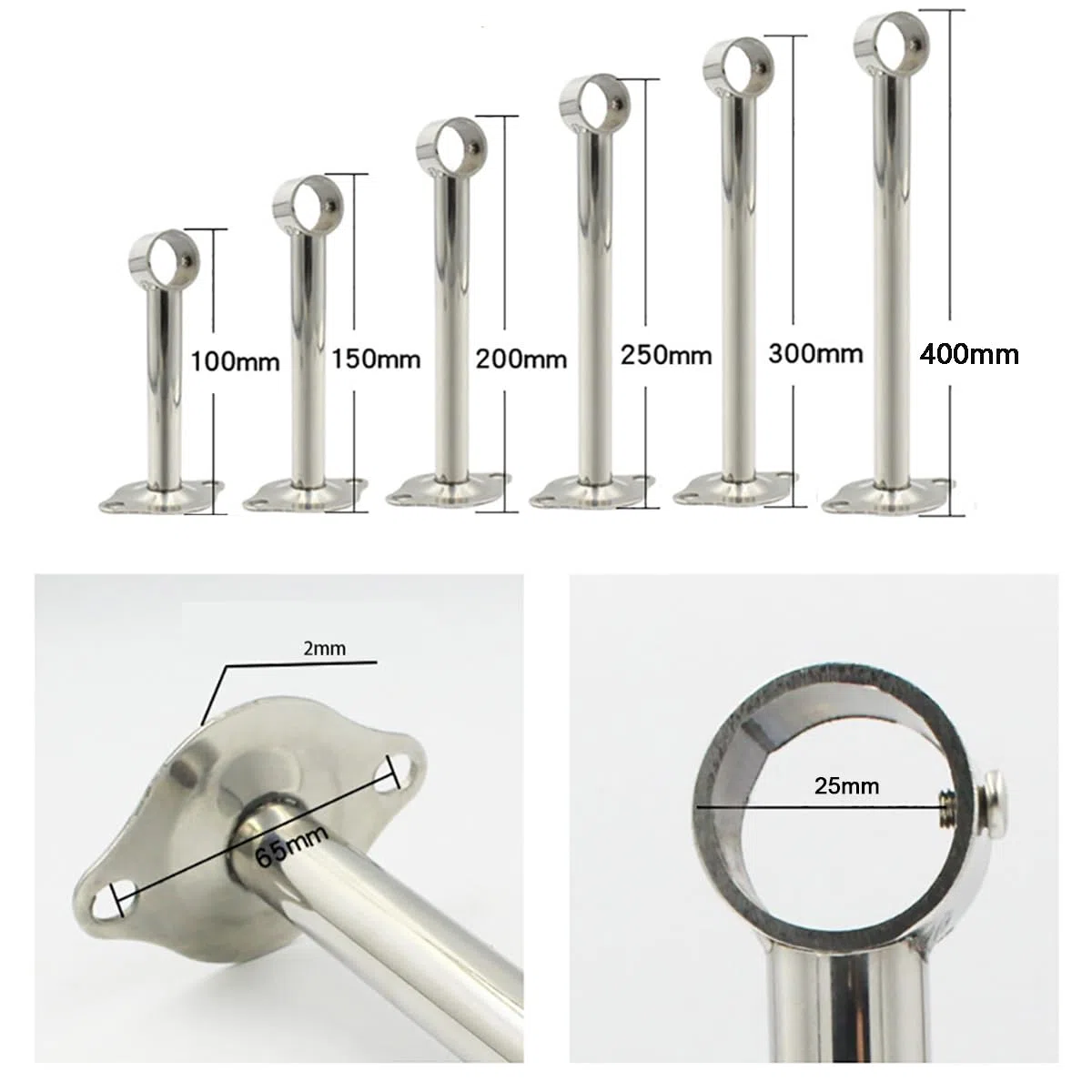 4 Pezzi Staffa di Montaggio a Soffitto per Tende, Bastone per Tende a Parete Inox Robusto Supporto per la Leva dell'Armadio per Finestra Ufficio Guardaroba