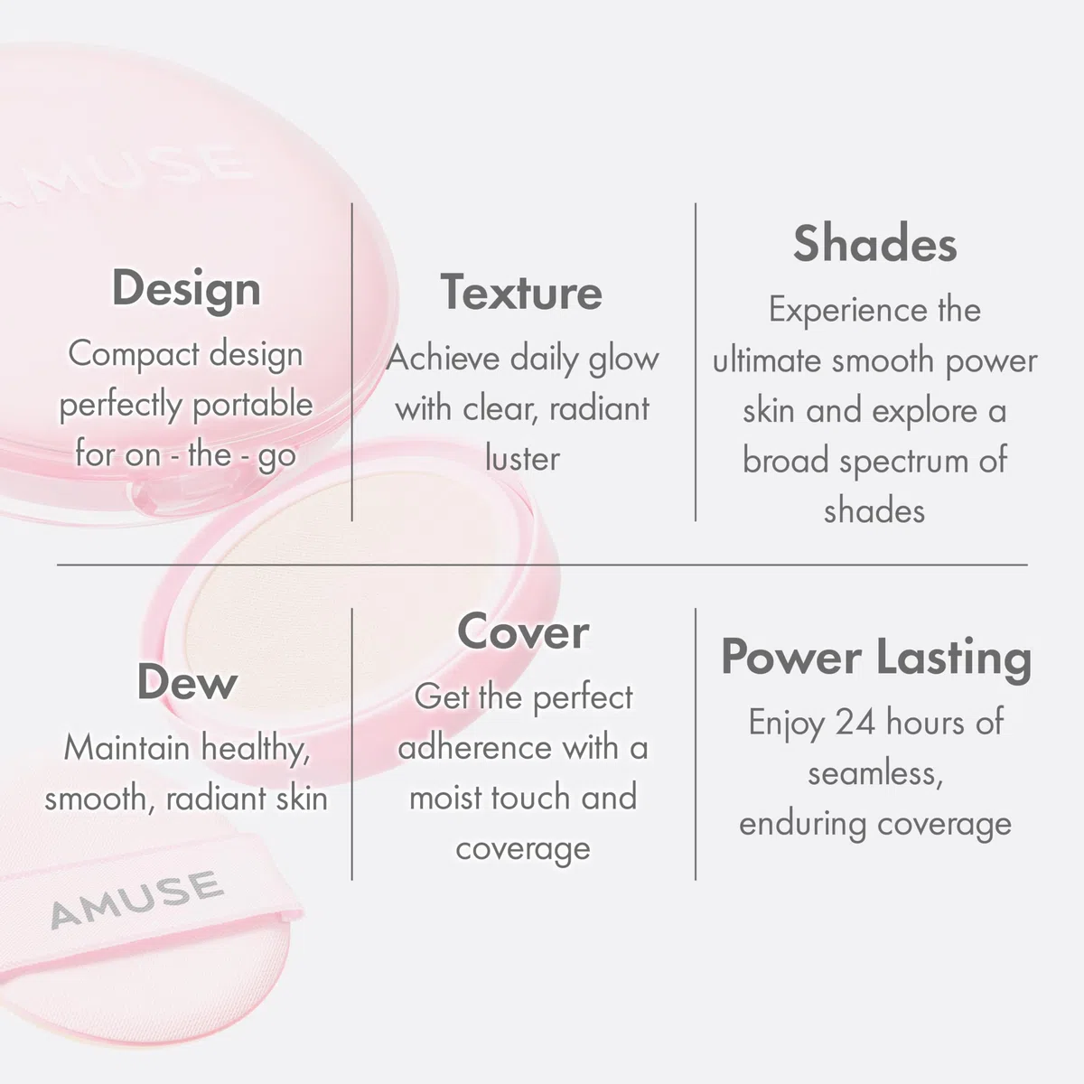 Amuse CUSCINO VEGAN DEW POWER 1.5 NATURALE | FONDOTINTA CUSCINO VEGANO | CUSCINO COPERTURA PELLE, BELLEZZA PULITA, PELLE SECCA E SENSIBILE