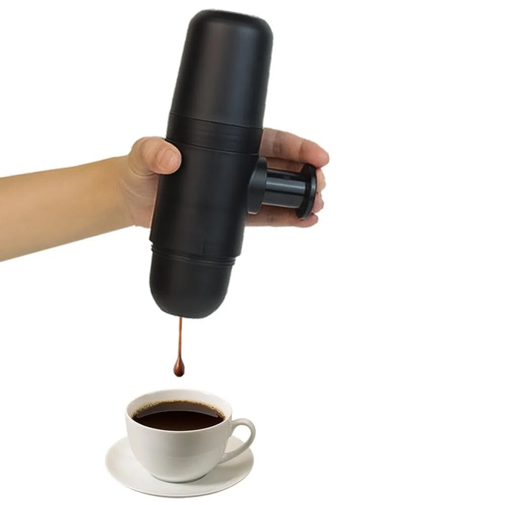 Macchina per caffè espresso manuale portatile con struttura in ABS, macchina da caffè da viaggio per la produzione di macinazione fresca, design compatto a mano per la cucina domestica