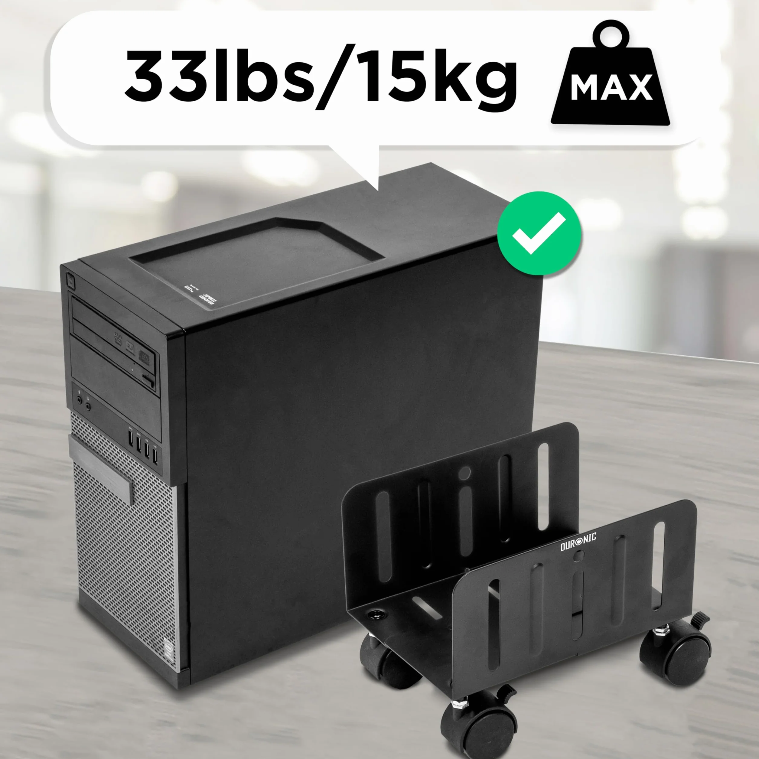 Duronic DMHD2 carrello per computer | Supporto per CPU con 4 rotelle | Regolabile | Compatibilità universale | Sostegno per torre sotto la scrivania | Rotelle bloccabili
