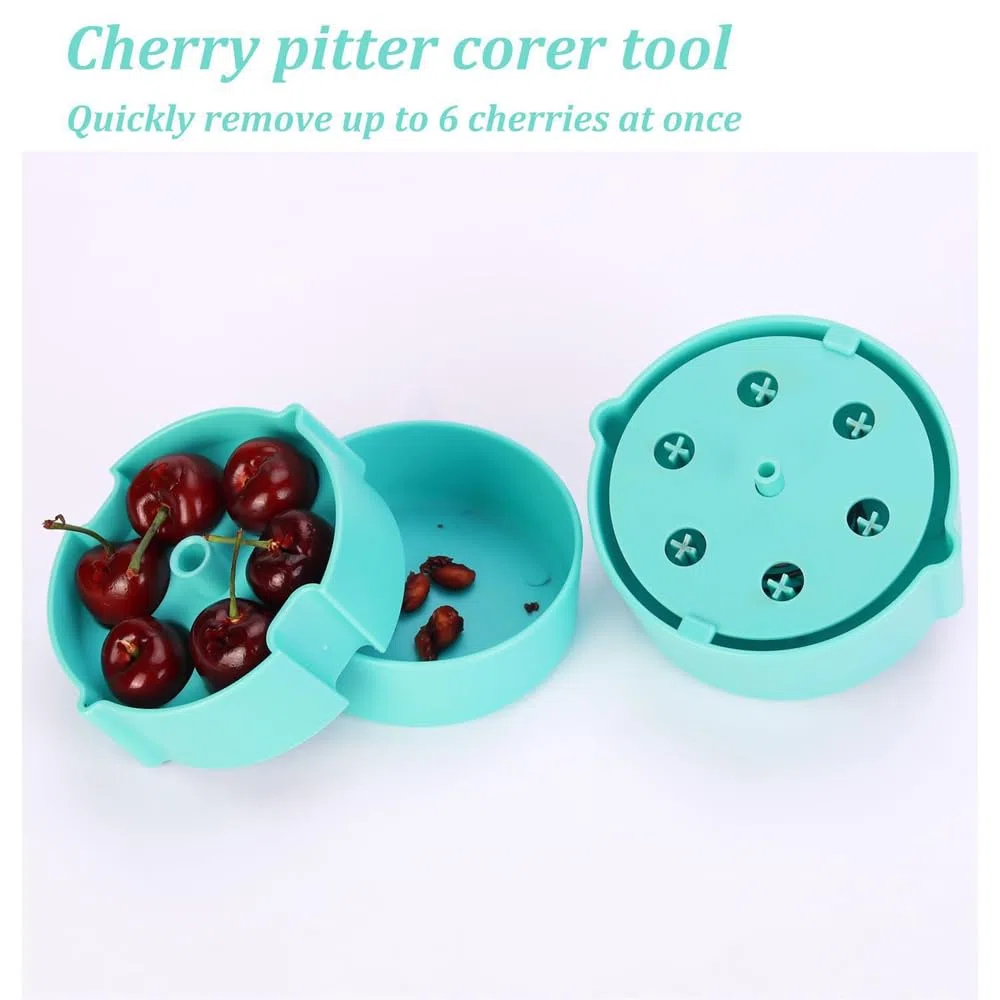 Snocciolatore Ciliegie a Stantuffo con 6 Fori Singoli Portatile in Plastica Alimentare Completamente Smontabile Utensile da Cucina per Preparare Marmellata di Ciliegie
