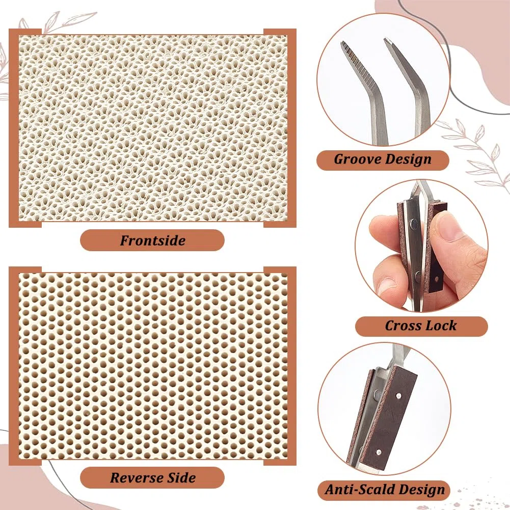 BENECREAT 6 kit di Saldatura Gioielli, Strumenti di Stampaggio A Fusione Includono 2 blocco di Saldatura a Nido D'Ape, 3 pinze per Saldatura e Pinze per Depilare con Pala, per la Produzione di