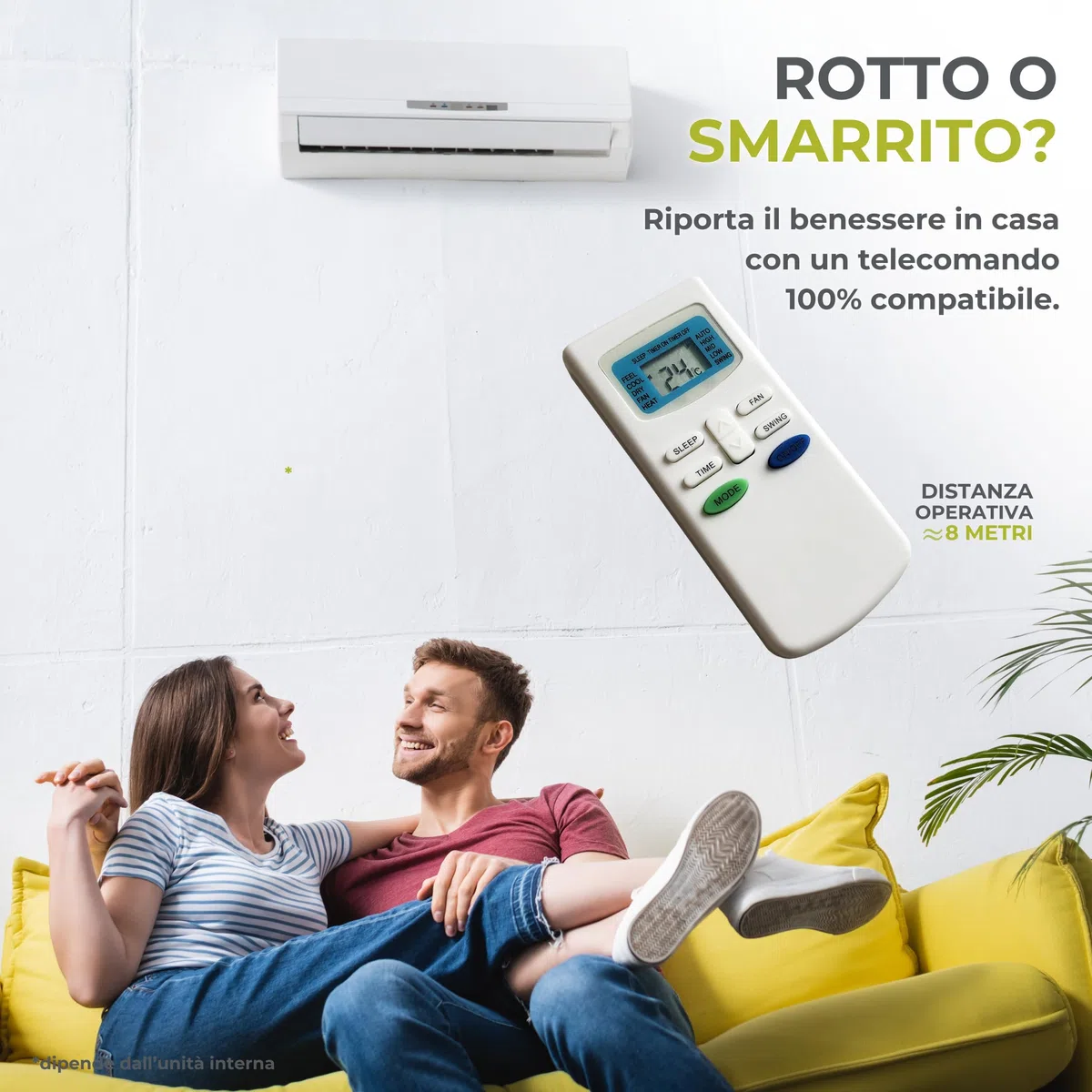 Wellclima Telecomando GYKQ-03 per Condizionatori, Sostituisce lo Stesso Modello per De Longhi per Hokkaido per Tudor per Zephir per Airton per Kendo per Mizushi per Tectro per Bent per Sekom ed Altri