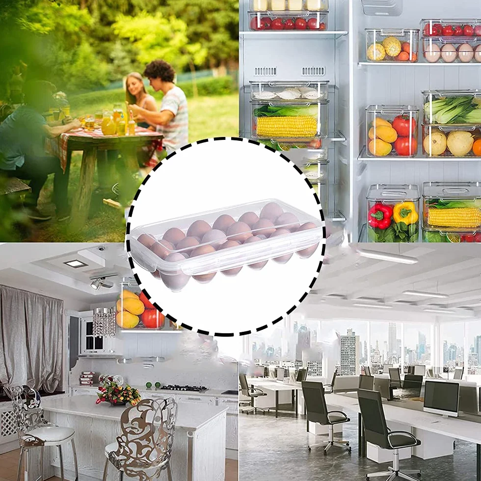 18 Griglia Porta Uova da Frigo, Contenitore per Uova, Porta Uova Plastica Trasparente, Contenitore per Uova in Plastica, Portauova Impilabile con Coperchio per Cucina di Casa, Frigorifero, Trasparente
