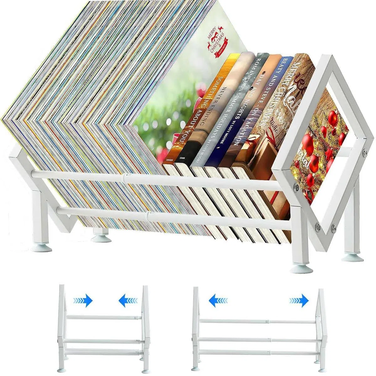 Scrivania Scaffale Libri Piccola Libreria, Retrattile Porta Libri Metallico Mini Librerie, Desk Shelf Salvaspazio Biblioteca per Le Scrivanie Dei Bambini, Gli Uffici, I Soggiorni (Bianco)