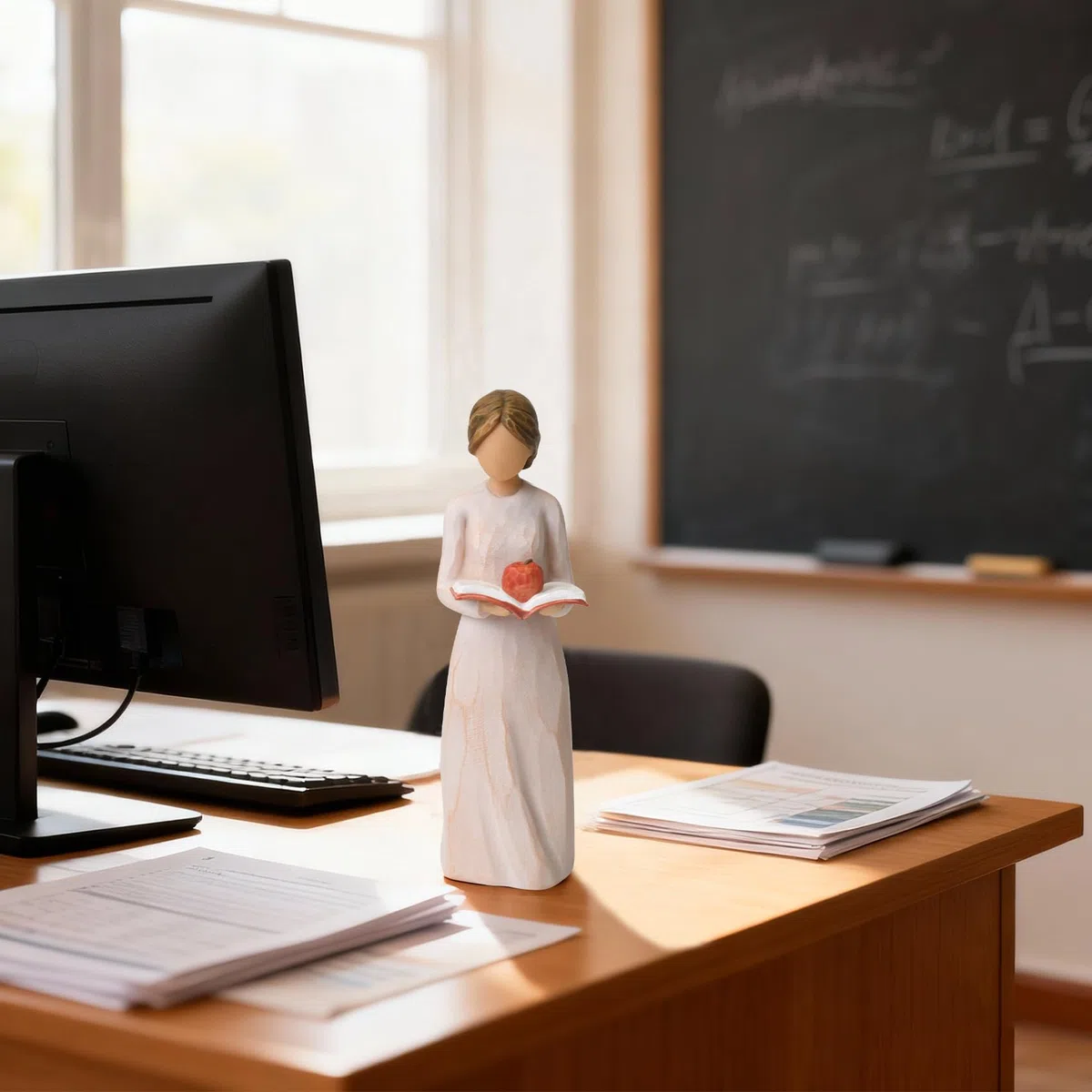 Lnrkai Regali di apprezzamento per insegnanti, statuette in resina dipinte a mano di donne in pensione, insegnanti, decorazione per scrivania per la casa, per la guarigione, apprezzamento e