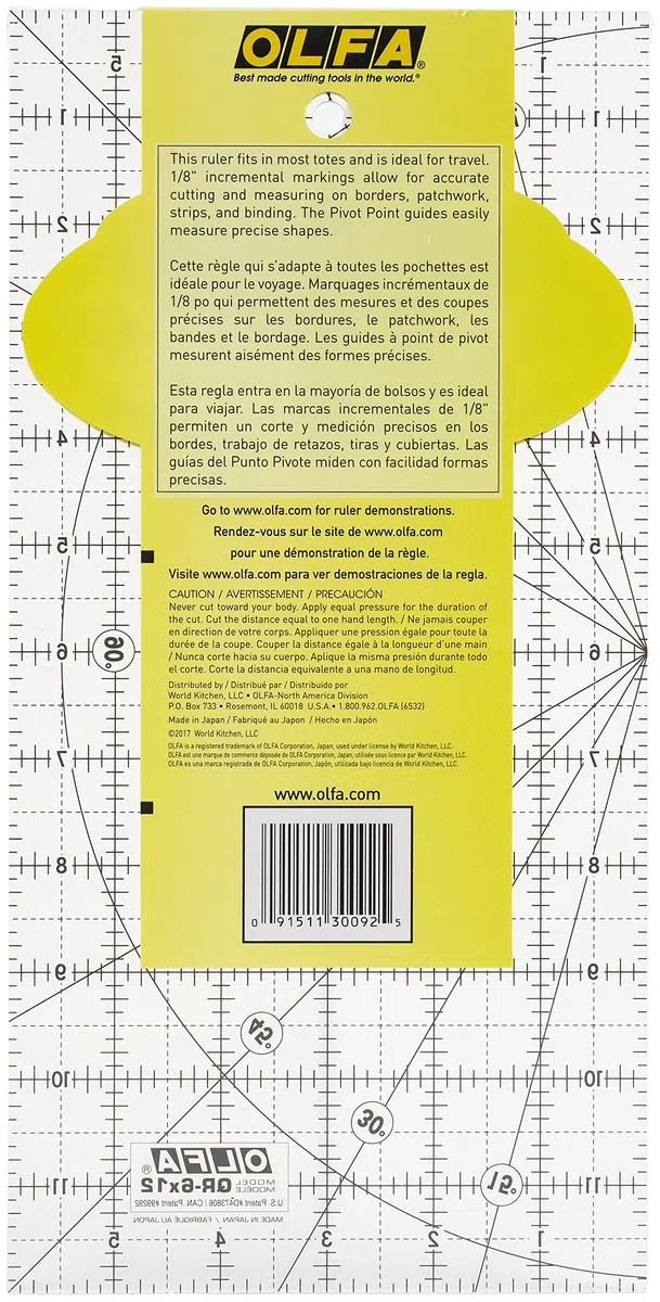 Olfa QR-6x12 Attrezzature Artigianali, Acrilico, The Traveler-15,2 x 30,5 cm, 6" X 12"