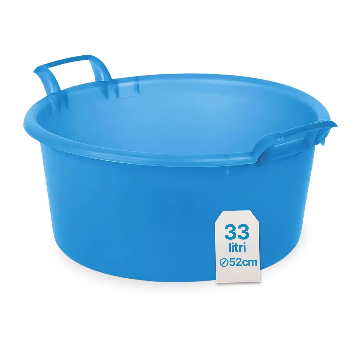 TOMAINO - Bacinella Bucato in Plastica Rigida Tonda - Contenitore Portabiancheria Multiuso per Casa, Lavaggio Panni e Cane - Catino per Bucato 30 lt Ø 52 cm