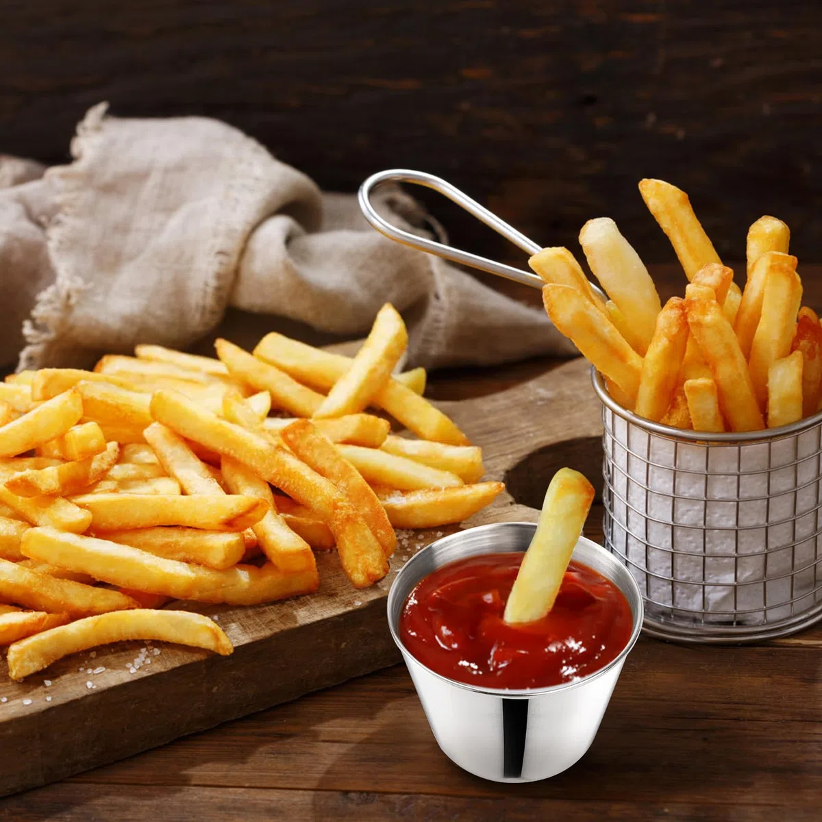 Lawei Confezione da 30 tazze da salsa in acciaio inox, piccole coppette singole per condimenti, tazze per immersione di grado commerciale, tazze porzioni