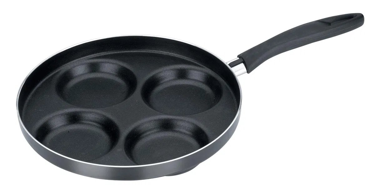 Tescoma 594244 Padella Quattro Cerchi Antiaderente, Per Cucinare Pancake, Uova E Hamburger, Diametro 24 Cm, Nero