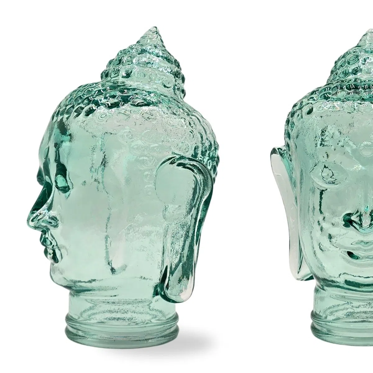 DESIGN DELIGHTS Decorazione a testa di Buddha | in vetro | elegante testa di vetro in stile tailandese per casa, giardino e ufficio - decorazione oggetto di design regalo | Colore: T01 trasparente