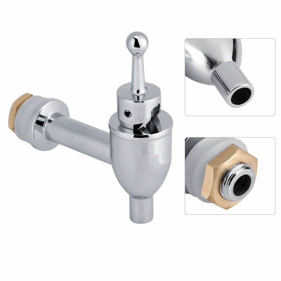 Fdit Vino Birra Rubinetto, Rubinetto di Ricambio per Erogatore di Bevande Succhi Botte di Vino per Uso Domestico e Feste (Chrome 12mm)
