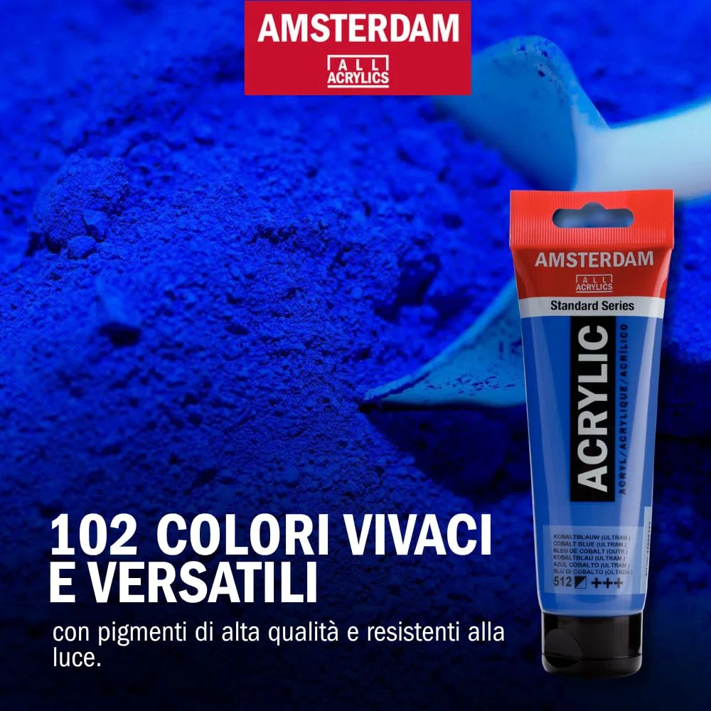Amsterdam Standard Series Pittura Acrilica | Set di Miscelazione Teoria dei Colori (5 x 120 ml) | Colori Primari + Bianco e Nero