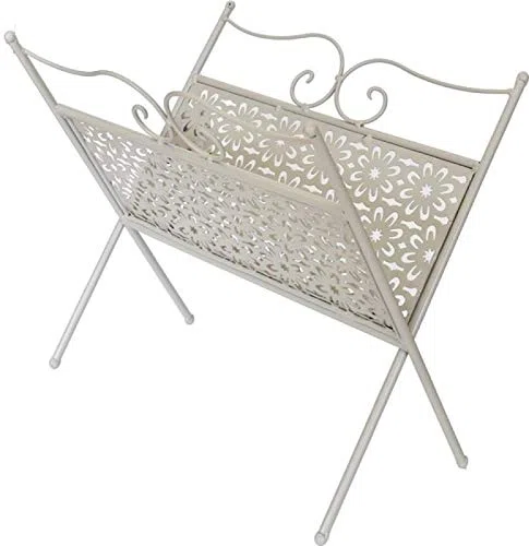 Maury's Floral Porta Riviste In Ferro Colore Bianco 35x23cm H34cm