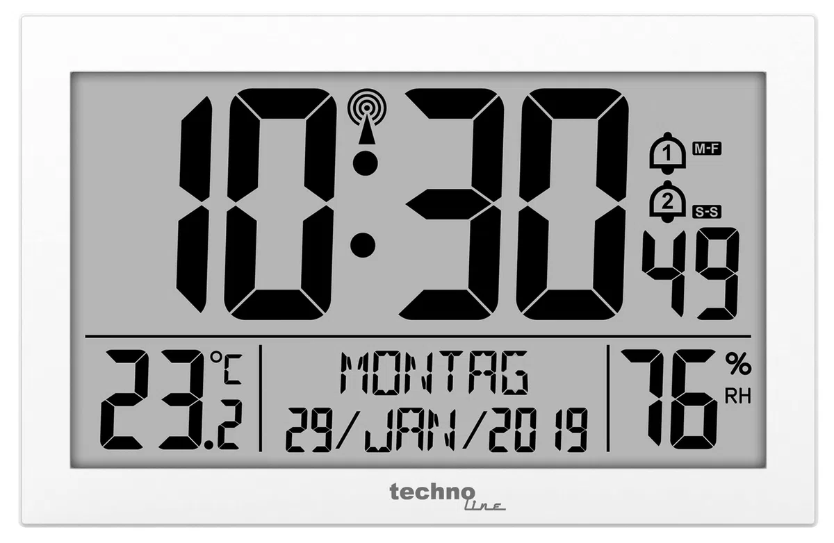 Technoline WS 8016 - Orologio da parete digitale con indicatore di temperatura, in plastica, 225 x 143 x 24 mm, WS8016BIANCO