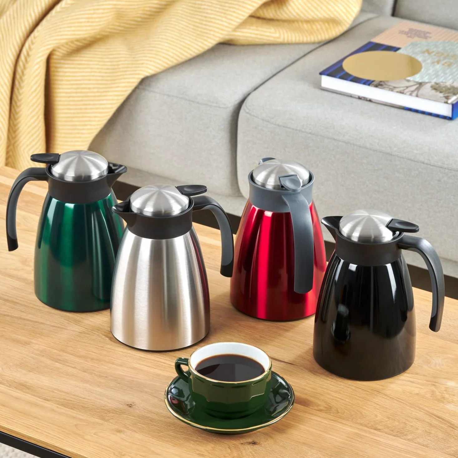 Blumtal caraffa Termica 1 litro - Thermos Acqua Calda Senza BPA con Sistema di Chiusura Quick Tip - caraffa Termica caffè e tè a Prova di perdite per Un Isolamento di Lunga Durata - Thermos 1l acciao